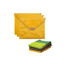 Aura Yellow & Pink 3 Pieces Organza Saree Covers Organisers-picture-33