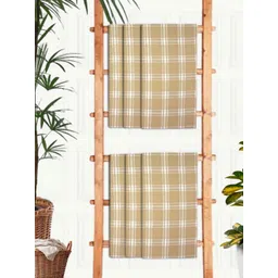 Aura Yellow & White 5 Pieces Printed Cotton 210 GSM Waffle Ultra Absorbent Bath Towel-image-37