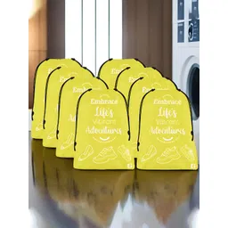 Aura Yellow & White 8 Pieces Printed Foldable Water Resistant Multi-Utility Laundry Bags-picture-24