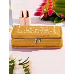 Aura Yellow and White Embroidered 7-Compartments Jewellery Organiser-image-42