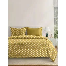 Aura Yellow & White Geometric 230 TC Microfiber King Bedsheet Set 1.04 m x 90 cm-image-25