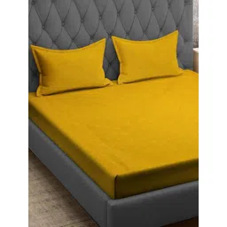 Aura Yellow Geometric 144 TC Queen Bedsheet with 2 Pillow Covers-image-21