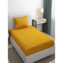 Aura Yellow Geometric Printed 144 TC Microfiber Single Bedsheet Set 1.52 m x 2.28 m-image-0