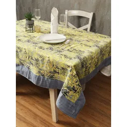 Aura Yellow Geometric Printed Cotton 6-Seater Table Cover-image-3