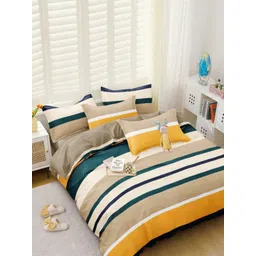 Aura Yellow Striped Duvet Cover With 2 Pillow Covers-picture-33