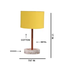 Aura Yellow Wood Industrial Cylindrical Shaped Table Lamp-picture-40