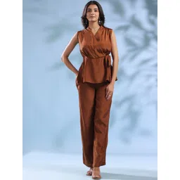 Aura By Sanskrutihomes V-Neck Top With Trousers Co-Ords-picture-37