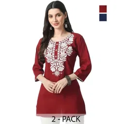 Aura Glam Floral Embellished Chikankari Chikankari Kurti-picture-16