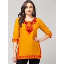 Aura Glam Floral Embroidered Thread Work Thread Work Kurti-picture-13