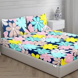 Aura Linen™ Premium 90x90 Inch Double Bedsheet with 2 Pillow Covers | Soft & Breathable Cotton Blend | Elegant Printed Design | Perfect for Home & Gifting (Multicolor)-picture-12