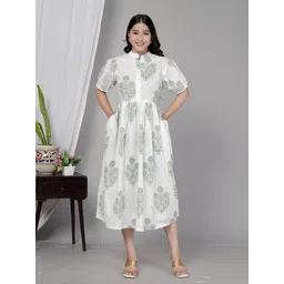 auraa wear Floral Print Pure Cotton Stitched Flared/A-line Gown-picture-10