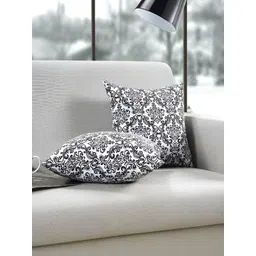 Aurave Black & White 2 Pieces Abstract Square Cushion Covers-picture-34