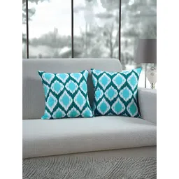 Aurave Blue & Green 2 Pieces  Abstract Square Cushion Covers-picture-11