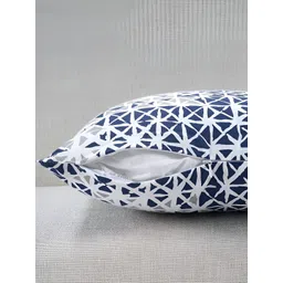 Aurave Blue & White 2 Pieces Geometric Square Cushion Covers image 2