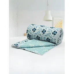 Aurave Blue & White Floral AC Room 150 GSM Single Bed Dohar-picture-21