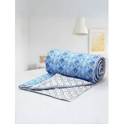 Aurave Blue & White Geometric Cotton AC Room 150 GSM Double Bed Dohar-picture-20