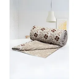 Aurave Iris Brown & White Floral Cotton AC Room 150 GSM Reversible Single Bed Dohar-image-20