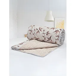 Aurave Iris Designer Brown Floral Reversible Cotton AC Room 150 GSM Double Bed Dohar-image-17