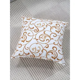 Aurave Mustard & White 2 Pieces Ethnic Motifs Square Cushion Covers-picture-13