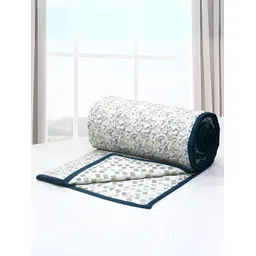 Aurave Riva Blue & White Floral Cotton AC Room 150 GSM Double Bed Dohar-picture-25