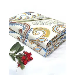 Aurave White & Blue Ethnic Motifs Microfiber Mild Winter 150 GSM Single Bed Dohar-picture-26