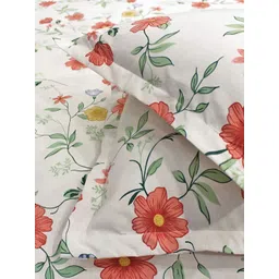 Aurave White & Blue Floral Microfiber 210 TC Fitted King Bedsheet With 2 Pillow Covers-picture-17