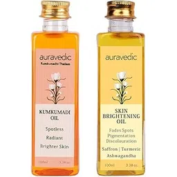 Auravedic Kumkumadi Oil For Face 100ml & Ashwagandha Saffron Turmeric Pigmentation Serum100ml Kumkumadi Tailam Face Oil Body Oil After Bath For Daily Use-picture-50