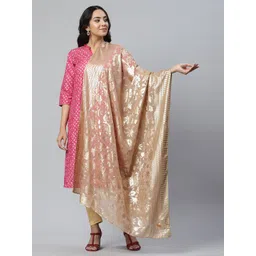 AURELIA Beige & Gold-Toned Printed Dupatta with Zari-picture-28