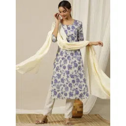 Aurelia Beige Cotton Printed Straight Kurta-picture-17