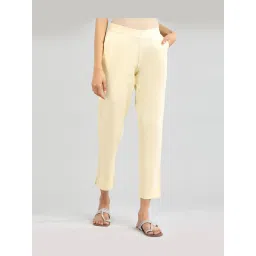 Aurelia Beige Cotton Regular Fit Trousers image 1