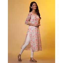 Aurelia Beige Printed Straight Kurta image 4