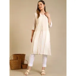 Aurelia Beige Relaxed Fit Striped Kurtas-picture-27