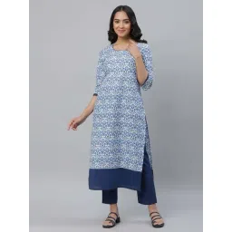 Aurelia Blue Cotton Printed Straight Kurta-picture-39
