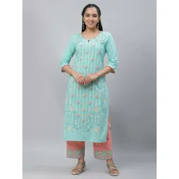 Aurelia Blue Cotton Printed Straight Kurta-picture-34