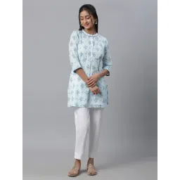 Aurelia Blue Cotton Printed Straight Kurti-picture-29