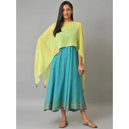 Aurelia Blue Printed Flared Kurta With Cape-picture-32