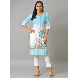 Aurelia Blue Printed Straight Kurta-picture-44