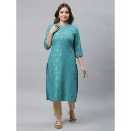 Aurelia Blue Printed Straight Kurta-picture-30