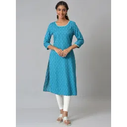 Aurelia Blue Printed Straight Kurta-picture-21