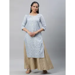 Aurelia Blue Printed Straight Kurta-picture-25