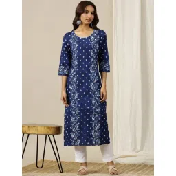 Aurelia Blue Printed Straight Kurta-picture-32
