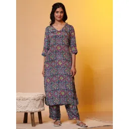 Aurelia Blue Printed Straight Kurta image 5