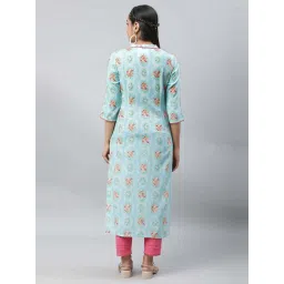 Aurelia Blue Printed Straight Kurta image 2