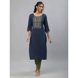 Aurelia Blue Regular Fit Solid Kurta-picture-15