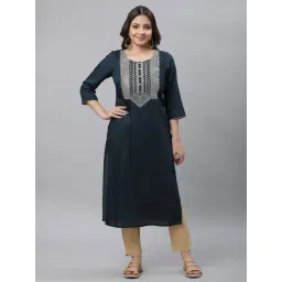 Aurelia Blue Regular Fit Solid Kurta-picture-13