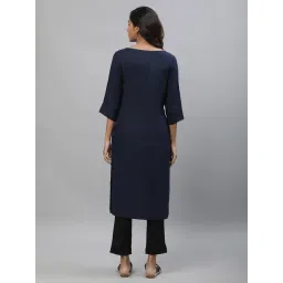 Aurelia Blue Regular Fit Solid Kurta image 2