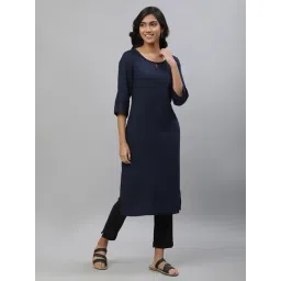 Aurelia Blue Regular Fit Solid Kurta image 4