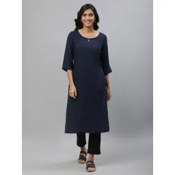 Aurelia Blue Regular Fit Solid Kurta image 5