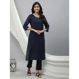 Aurelia Blue Regular Fit Solid Kurta image 1