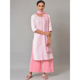 AURELIA Ethnic Motifs Woven Design Pure Cotton Kurta with Palazzos & Dupatta-picture-12